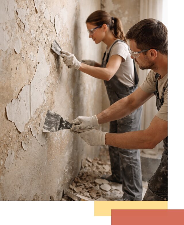 Снятие старой шпаклевки и подготовка поверхностей в Мысках