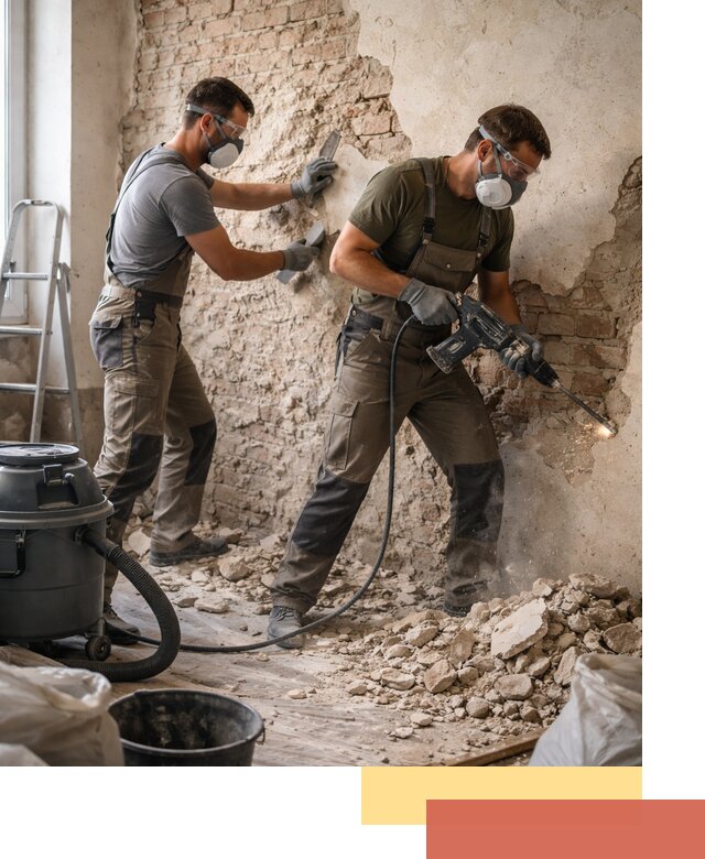 Демонтаж штукатурки со стен в Мысках быстро и аккуратно