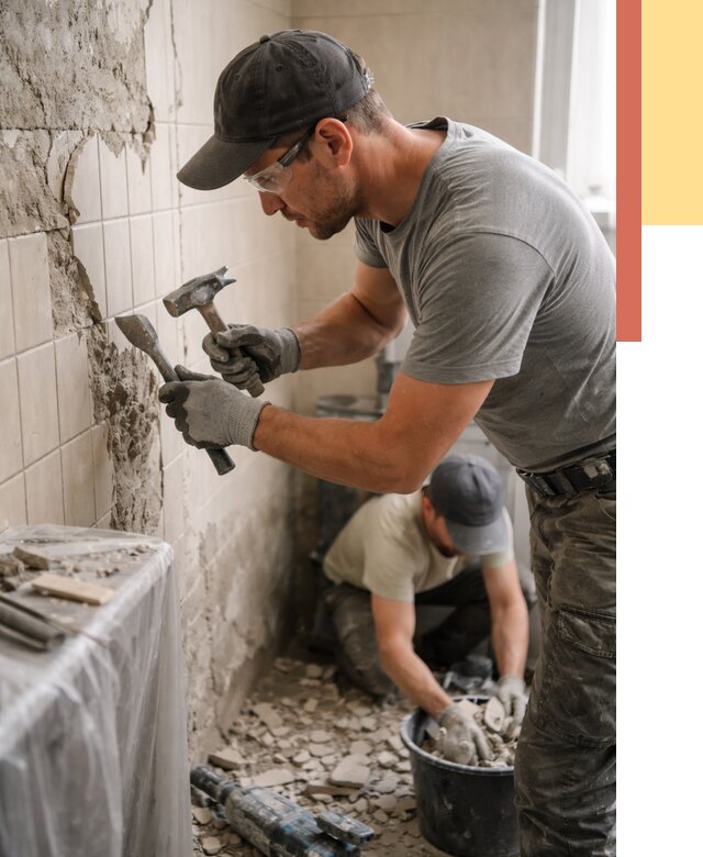 Демонтаж плитки со стен в Мысках от 862 руб. — быстро и недорого | ОТДЕЛОЧНИК-Мси