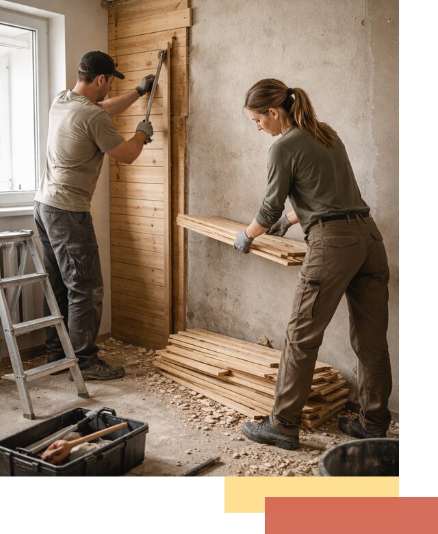 Демонтаж вагонки со стен в Мысках — профессиональный демонтаж