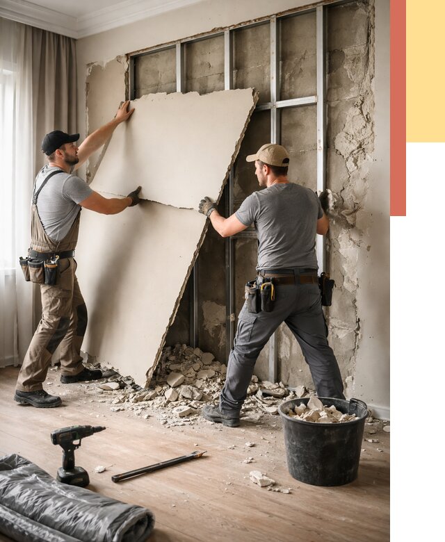 Демонтаж гипсокартона со стен в Мысках от 355 руб. — услуги демонтажа | ОТДЕЛОЧНИК-Мси