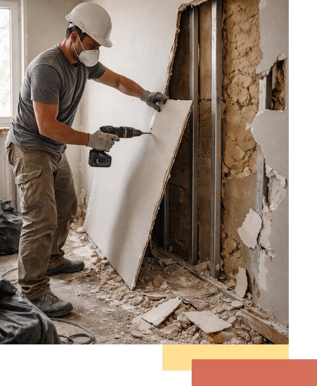 Демонтаж гипсокартона со стен в Мысках качественно и быстро