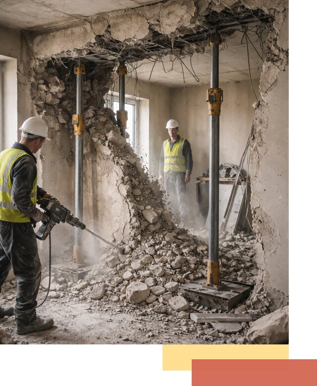 Снос несущих стен в Мысках с гарантией безопасности и качества