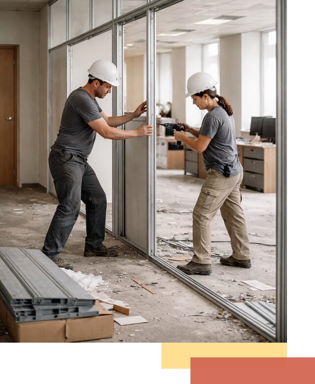 Демонтаж алюминиевых перегородок в Мысках быстро и аккуратно