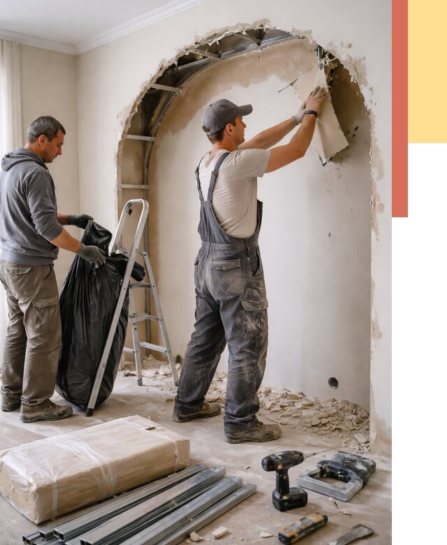 Демонтаж арки из гипсокартона в Мысках от 3550 руб. — услуги под ключ | ОТДЕЛОЧНИК-Мси