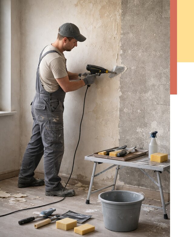 Очистка стен от клея в Мысках от 1876 руб. — снятие и удаление клея со стен | ОТДЕЛОЧНИК-Мси