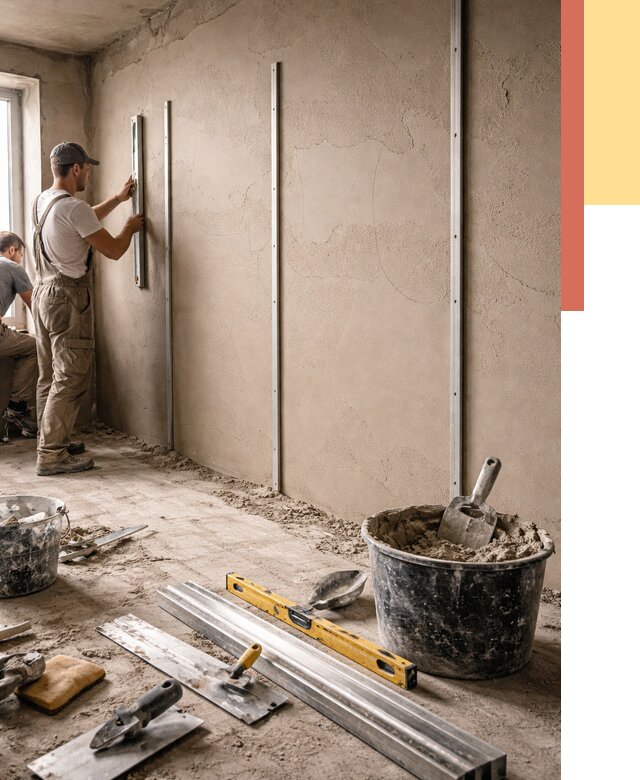 Штукатурка стен по маякам в Мысках от 5579 руб./м² — выравнивание под ключ | ОТДЕЛОЧНИК-Мси