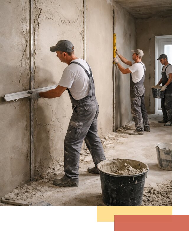 Штукатурка стен по маякам в Мысках — точная и ровная поверхность