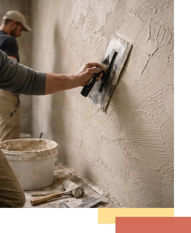 Фактурная штукатурка стен в Мысках — монтаж, отделка, реставрация