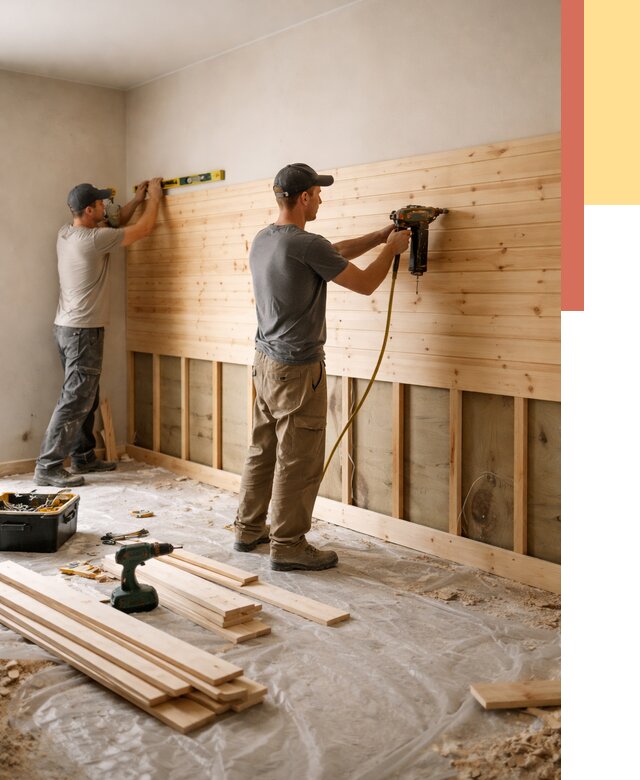 Монтаж деревянной вагонки на стены в Мысках от 7607 руб. | Услуги монтажа вагонки | ОТДЕЛОЧНИК-Мси