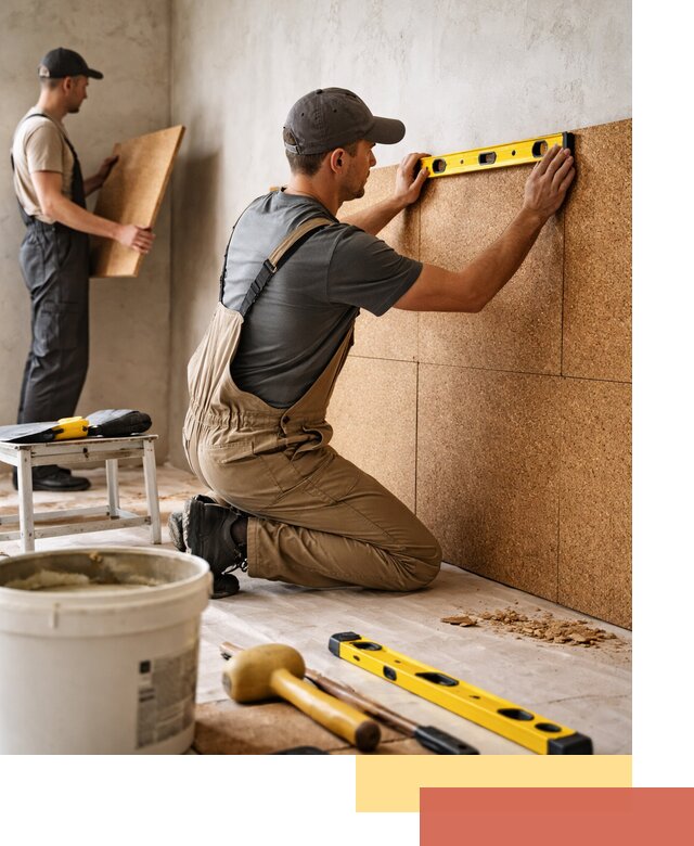 Монтаж пробковых панелей на стены в Мысках быстро и качественно