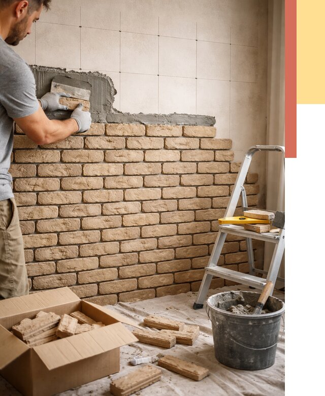 Монтаж декоративного кирпича в Мысках от 3246 руб./м² — быстро и недорого | ОТДЕЛОЧНИК-Мси