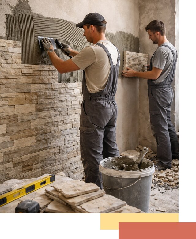 Монтаж искусственного камня в Мысках — облицовка стен и фасадов