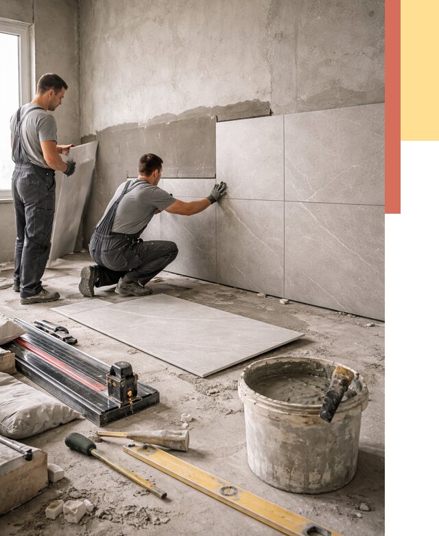 Облицовка стен керамогранитом в Мысках от 4260 руб./м² — услуги под ключ | ОТДЕЛОЧНИК-Мси