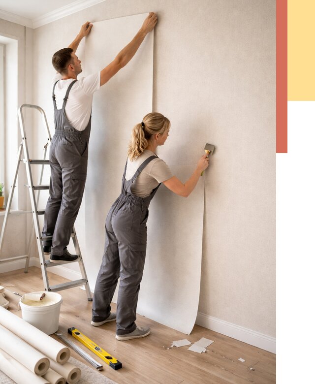 Поклейка флизелиновых обоев в Мысках от 6086 руб. | Быстро и недорого — ОТДЕЛОЧНИК-Мси