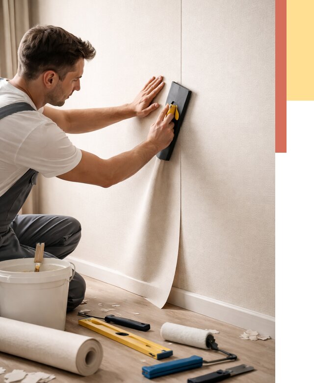 Поклейка виниловых обоев в Мысках от 4564 руб. | Быстро и недорого — ОТДЕЛОЧНИК-Мси