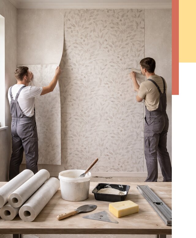 Поклейка обоев с подбором рисунка в Мысках от 3550 руб. | ОТДЕЛОЧНИК-Мси - быстро и недорого