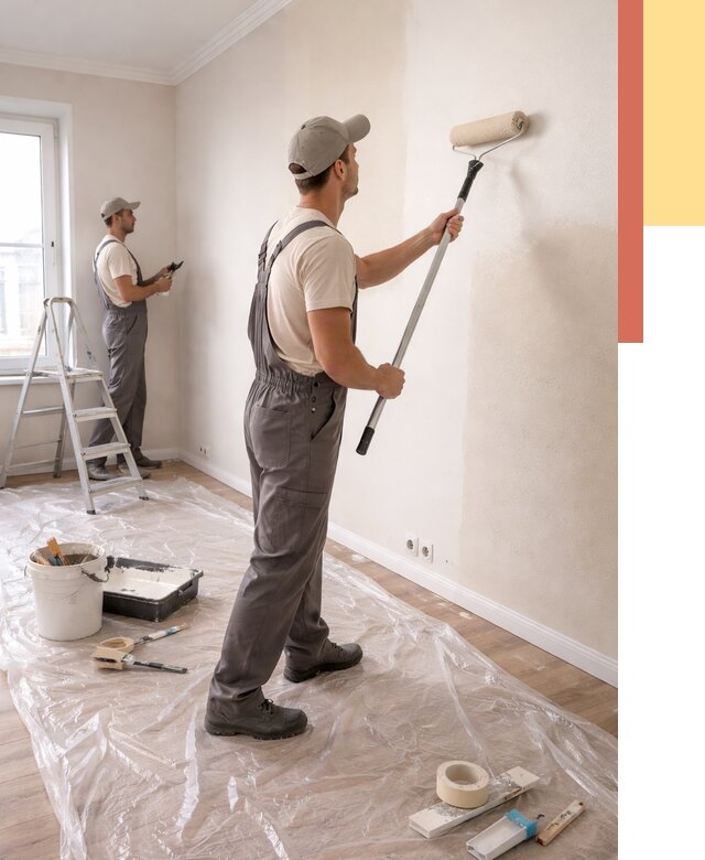 Покраска стен акриловой краской в Мысках от 3550 руб./м² — быстро и недорого | ОТДЕЛОЧНИК-Мси