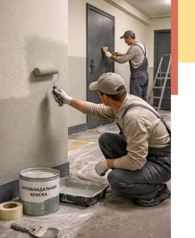Покраска стен антивандальной краской в Мысках от 4564 руб./м² под ключ | ОТДЕЛОЧНИК-Мси