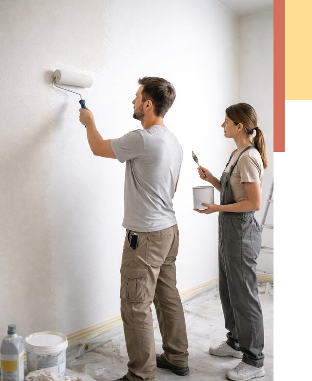 Окраска стен по стеклохолсту в Мысках от 4564 руб/м² под ключ | ОТДЕЛОЧНИК-Мси