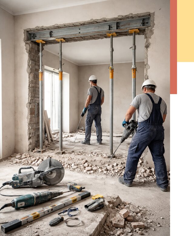 Прорезка проема в стене в Мысках от 4564 руб. — быстро и недорого | ОТДЕЛОЧНИК-Мси