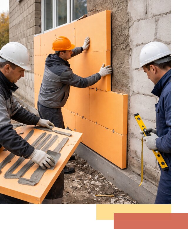 Утепление фасада пеноплексом под ключ в Мысках