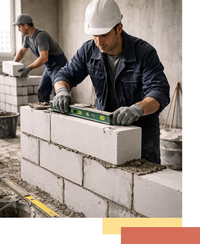 Кладка перегородок из пеноблока под ключ в Мысках