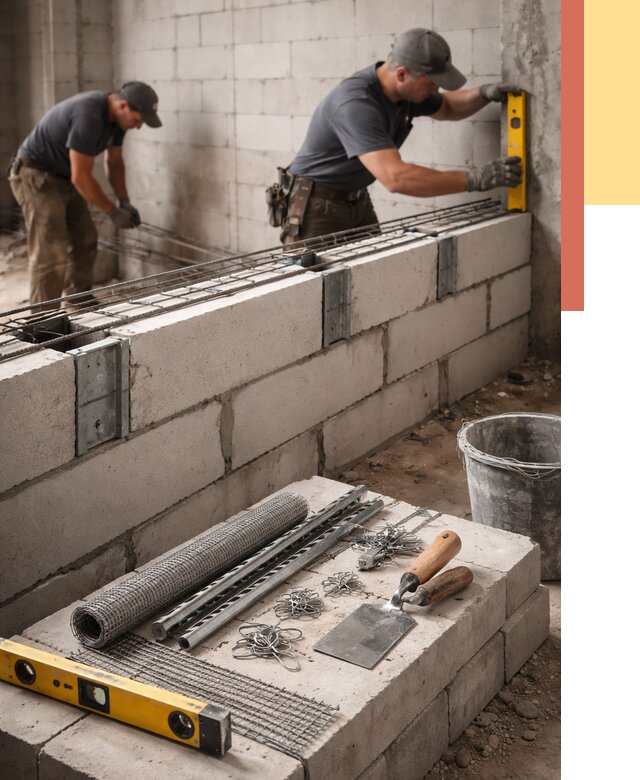 Армирование кладки перегородок в Мысках от 761 руб. под ключ | ОТДЕЛОЧНИК-Мси