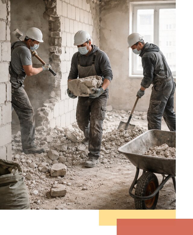 Демонтаж блочных перегородок в Мысках быстро и аккуратно