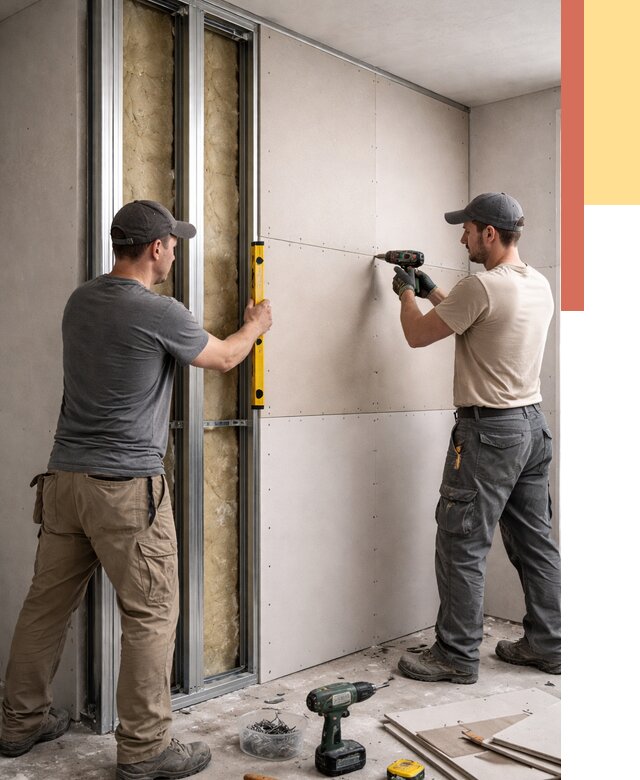 Монтаж двухслойной перегородки из гипсокартона в Мысках от 1471 руб. | ОТДЕЛОЧНИК-Мси