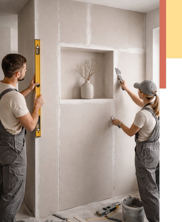 Перегородка из гипсокартона с нишей в Мысках от 3296 руб. под ключ | ОТДЕЛОЧНИК-Мси