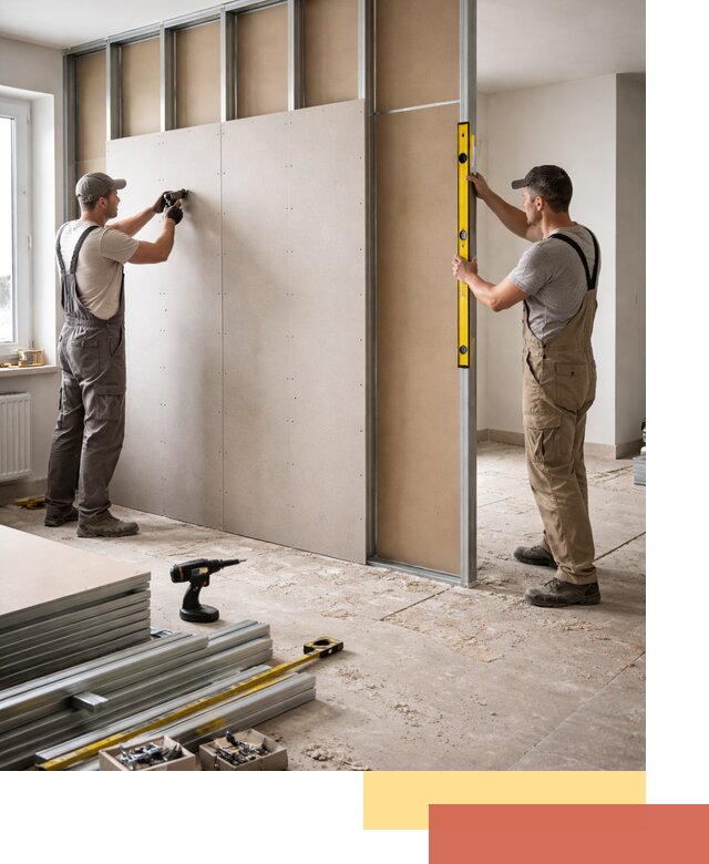 Зонирующая перегородка из гипсокартона под ключ в Мысках