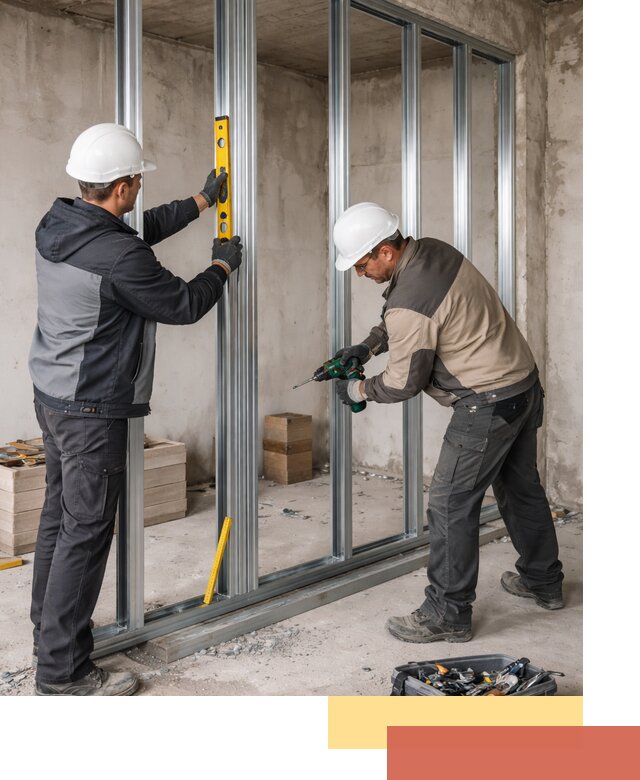 Монтаж каркаса перегородки из профиля в Мысках