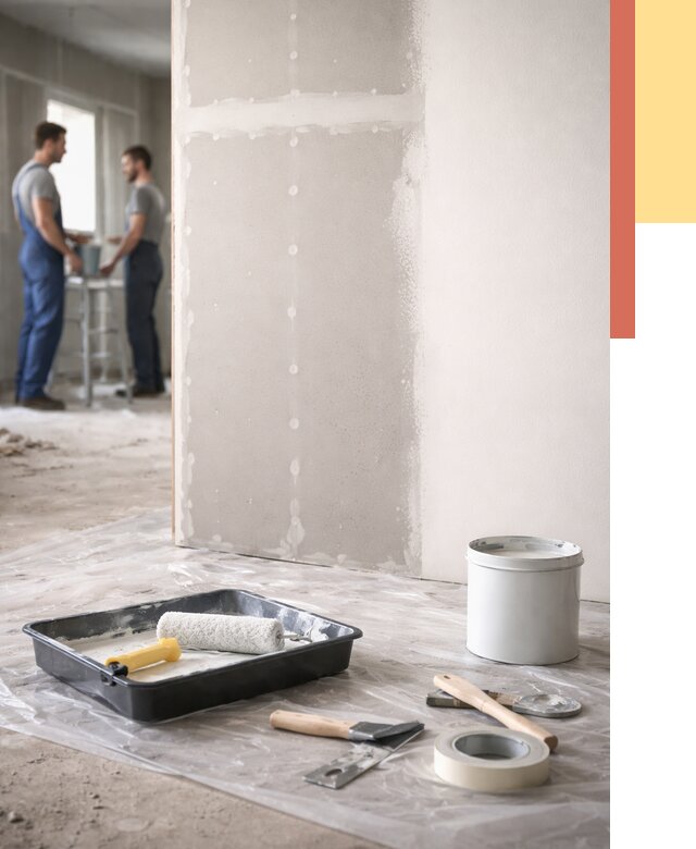 Покраска перегородок из гипсокартона в Мысках от 4564 руб. под ключ | ОТДЕЛОЧНИК-Мси