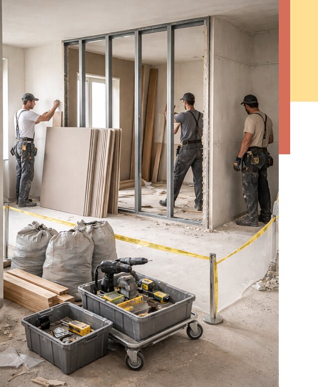 Перенос гипсокартонной перегородки в Мысках под ключ от 4564 руб. | Демонтаж и монтаж – ОТДЕЛОЧНИК-Мси