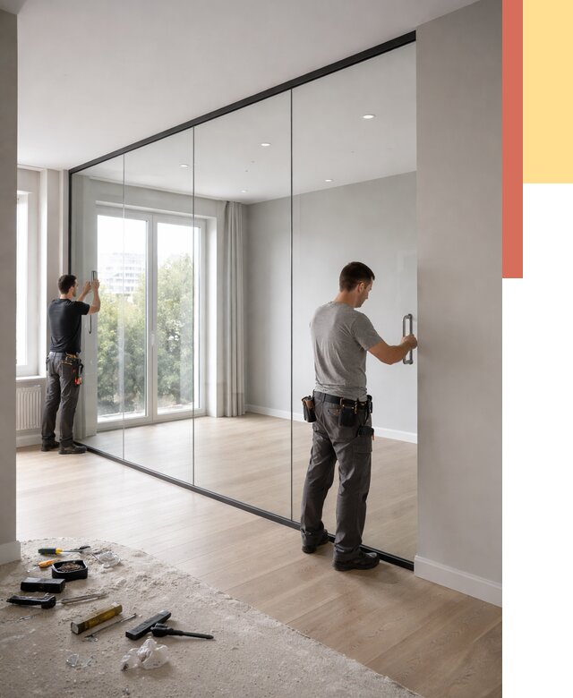 Изготовление стеклянных перегородок в Мысках от 12527 руб. под ключ | ОТДЕЛОЧНИК-Мси