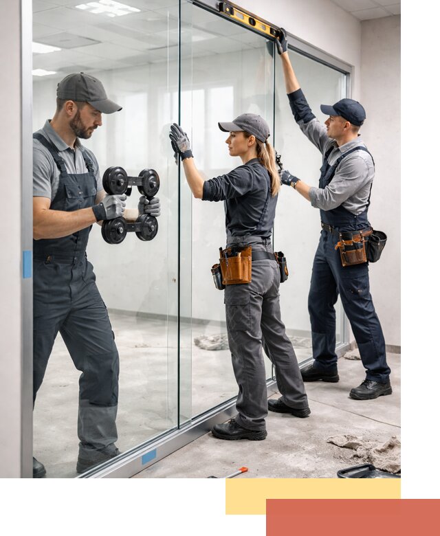 Профессиональный монтаж стеклянных перегородок в Мысках