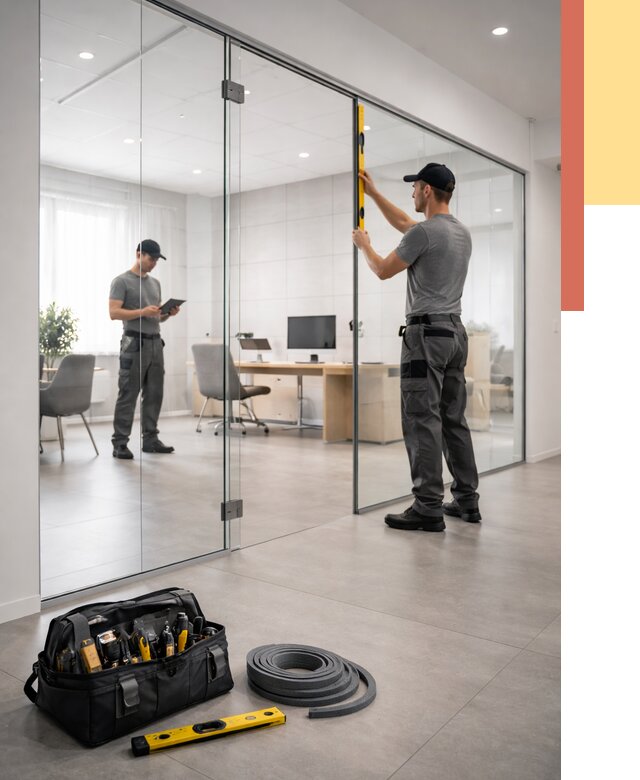 Цельностеклянные перегородки под ключ в Мысках от 9636 руб. — монтаж и цены | ОТДЕЛОЧНИК-Мси