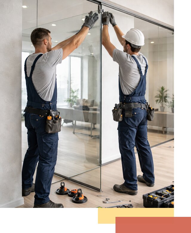 Безрамные стеклянные перегородки под ключ в Мысках