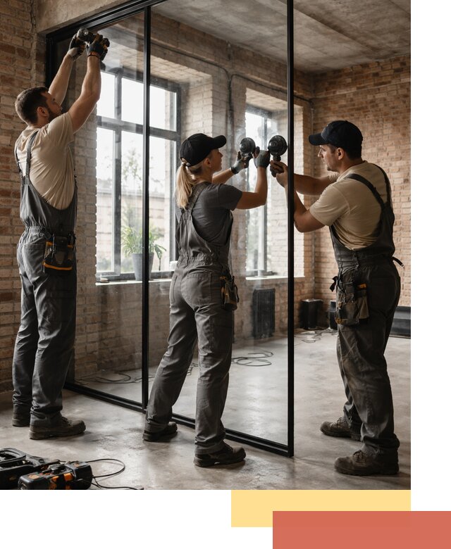 Стеклянные перегородки лофт — изготовление и монтаж в Мысках