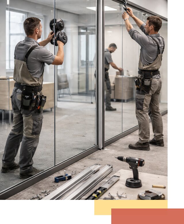 Стеклянные офисные перегородки под ключ в Мысках