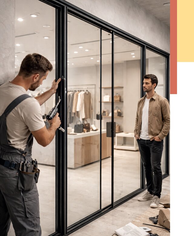 Стеклянные перегородки для магазинов в Мысках от 8317 руб. под ключ | ОТДЕЛОЧНИК-Мси