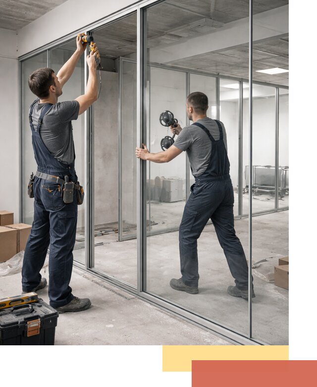 Алюминиевые перегородки со стеклом в Мысках — изготовление и монтаж