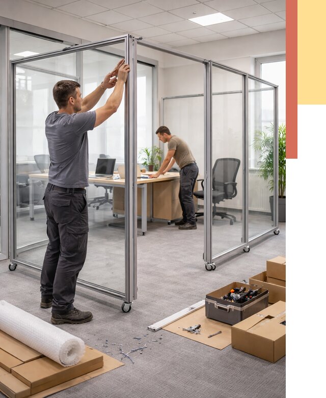 Мобильные офисные перегородки в Мысках от 12679 руб. — установка под ключ | ОТДЕЛОЧНИК-Мси