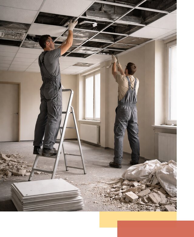 Демонтаж потолков Армстронг профессионально в Мысках