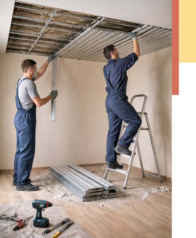 Демонтаж реечного потолка в Мысках от 4564 руб. быстро и недорого | ОТДЕЛОЧНИК-Мси