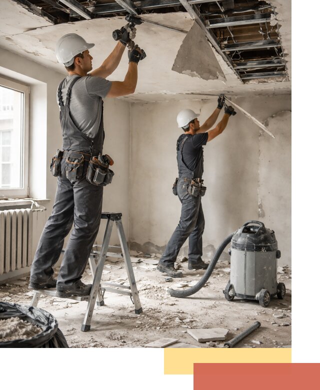 Демонтаж гипсокартонного потолка в Мысках быстро и аккуратно