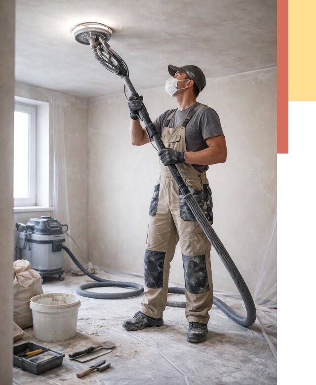 Шлифовка потолка в Мысках от 3550 руб. — услуги шлифования потолка | ОТДЕЛОЧНИК-Мси