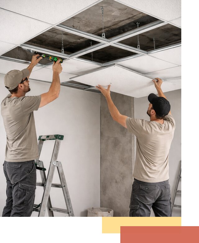 Монтаж потолка Армстронг под ключ в Мысках