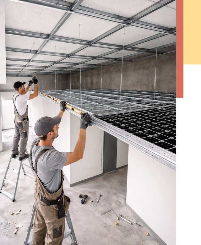 Монтаж потолка грильято в Мысках от 456 руб./м² — быстрая сборка под ключ | ОТДЕЛОЧНИК-Мси